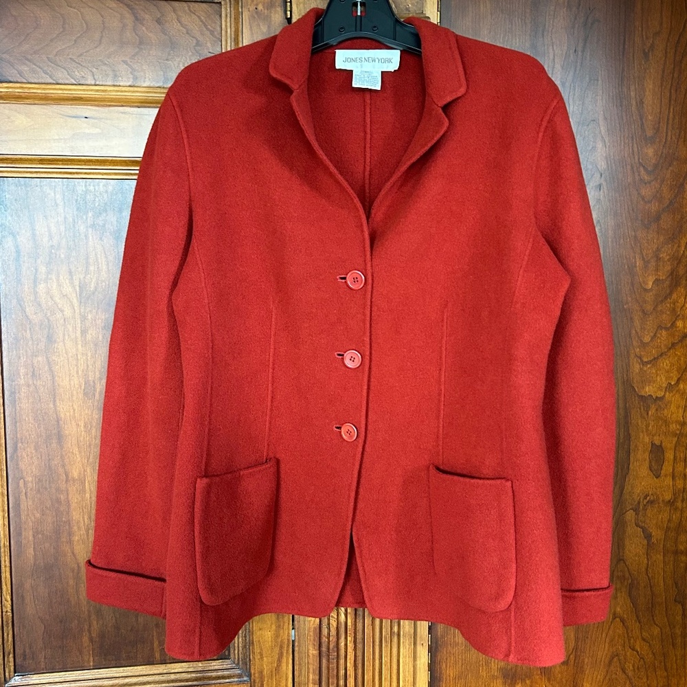 Jones New York Brick Red Wool Blazer, Size 12 - Picture 16 of 16
